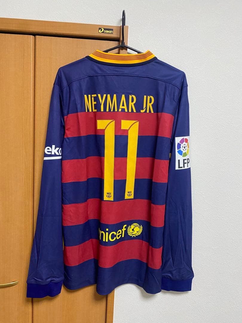 新品　15-16 バルセロナ NEYMAR JR 10番 長袖 シャツ 2015-16 Barcelona Home Shirt Neymar Jr #11 - 6/10 - (XXL)